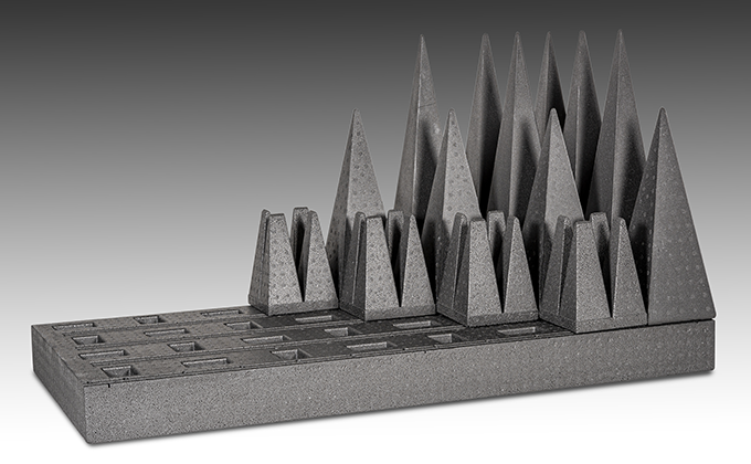 product picture showcasing various microwave absorber pyramids